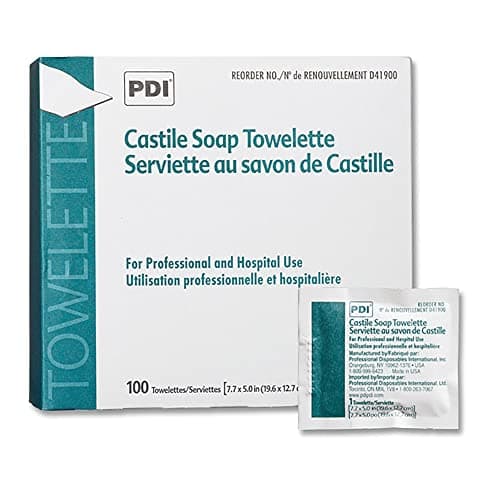 PDI D41900 Castile Soap Towelette 7.7"x5" Individually Wrapped 100/bx Sold Per Box