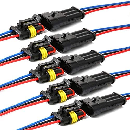YETOR Way Car Waterproof Electrical Connector,16 AWG 3 pin Plug Auto Electrical Wire Connectors Marine for Car, Truck, Boat, and Other Wire Connections.(5 Pack)¡