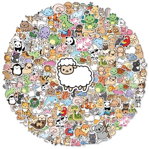 Anwyll 300Pcs Animal Stickers for Kid Cute Animal Water Bottle Stickers Waterproof Vinyl Animals Sticker Self Adhesive Pet Reward Sticker for Baby Teacher Classroom Back to School Sufari Party Decor