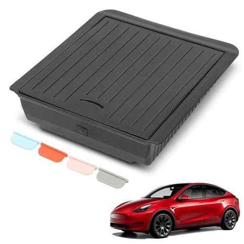 YHTAUTO Hidden Armrest Storage Box Fit for Tesla Model 3 20172023 Model Y 20202024 Center Console Organizer Storage Box with Magnet Opening and Closing Black