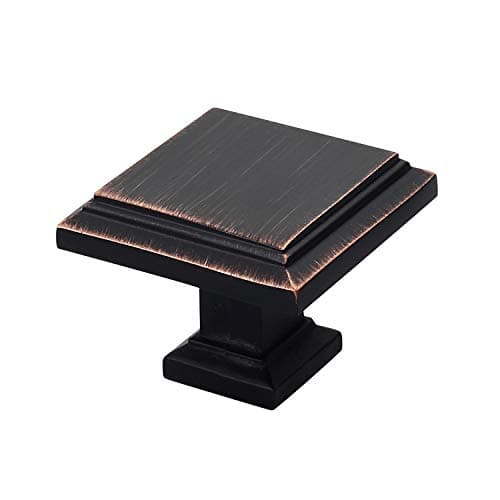Alzassbg 10 Pack Oil Rubbed Bronze Cabinet Knobs, 1.3 Inch(32mm) Square Kitchen Cabinet Hardware Knobs for Cabinets and Drawer AL6071ORB