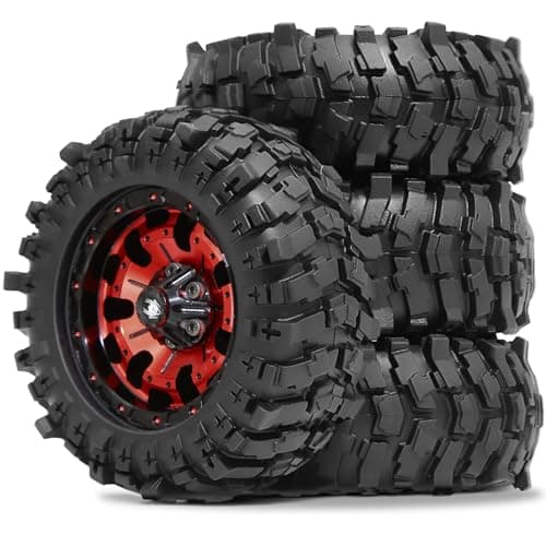 RC Crawler Car Accessories 19 Beadlock Wheels and Tires OD 88mm 346 for for 112 RC Crawler Car MN82 Truck 4x4 LC79 MN99S2 MN128 MJX H12Y 112 Crawler Upgrades 4PCS red