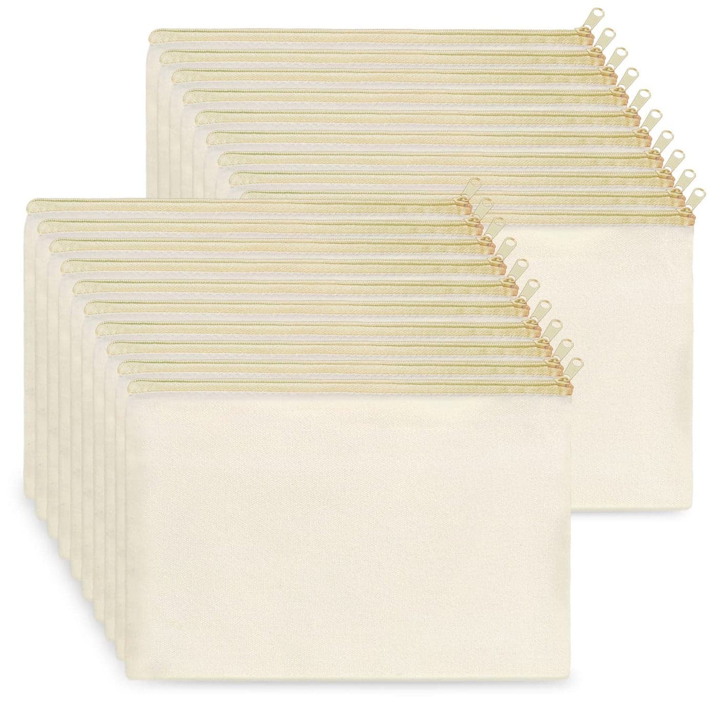 Koolmox Bulk Cosmetic Bags 20pcs Multipurpose Makeup Bag with Zipper Canvas Pencil Bag Bulk Plain Beige Canvas Bag for Travel Storage Toiletry Organize Pouch Women DIY Craft Bag Gift Bag