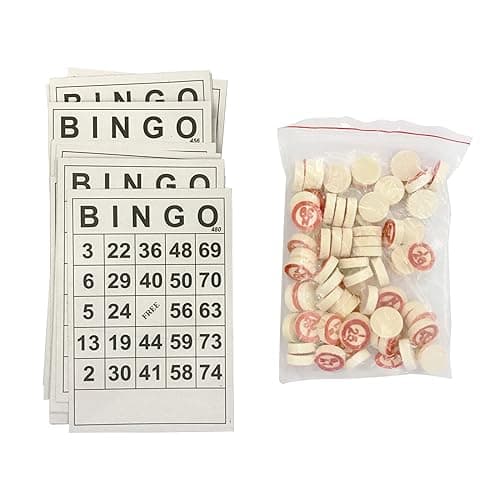 Reicyfang Classic Bingo Game Wooden Bingo Set Includes 40 Bingo Number Cards and 75 Chess Game of Chance for Family Party Kids Adults Holiday Activities