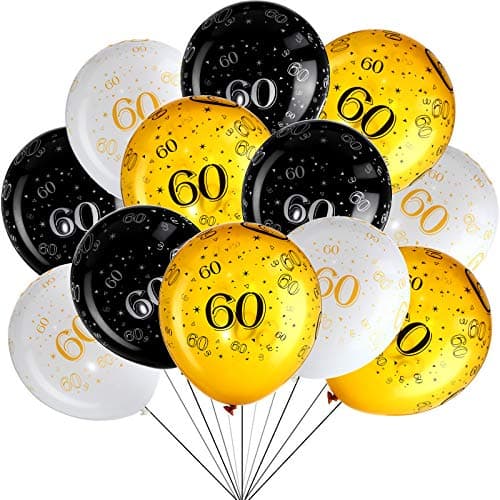 Blulu 60th Birthday Balloons for Men 45 Pcs Black Gold White Happy 60th Birthday Balloons Decorations for Men Women 60 Years Old Party Decor Supplies