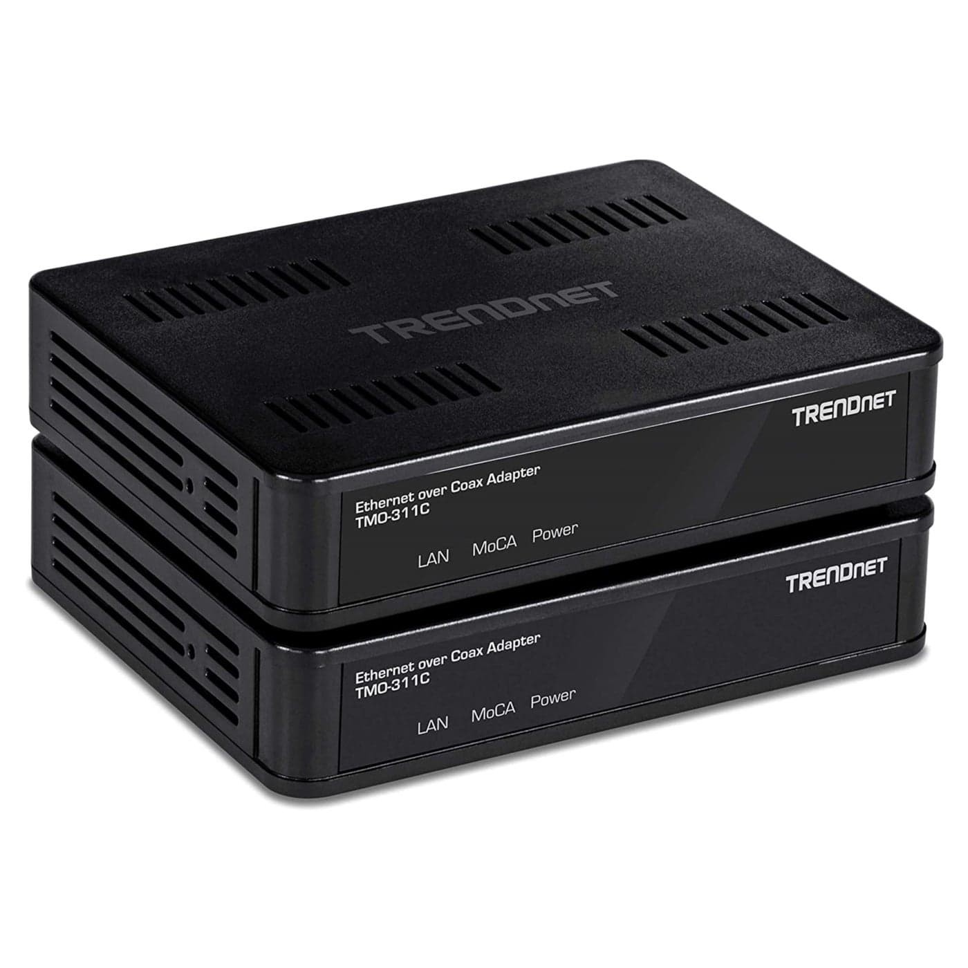 TRENDnet Ethernet Over Coax Adapter2Pack Backward Compatible with MoCA 20 Gigabit LAN Port Supports Net Throughput Up to 1Gbps Supports Up to 16 Nodes on One Network Black TMO311C2K