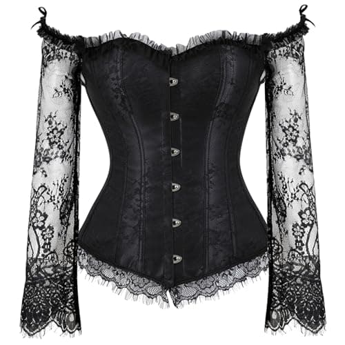 Zhitunemi Corset Tops for Women Renaissance: Womens Halloween Costume Corset Renaissance Fair - Historical Reenactment Events Small Black
