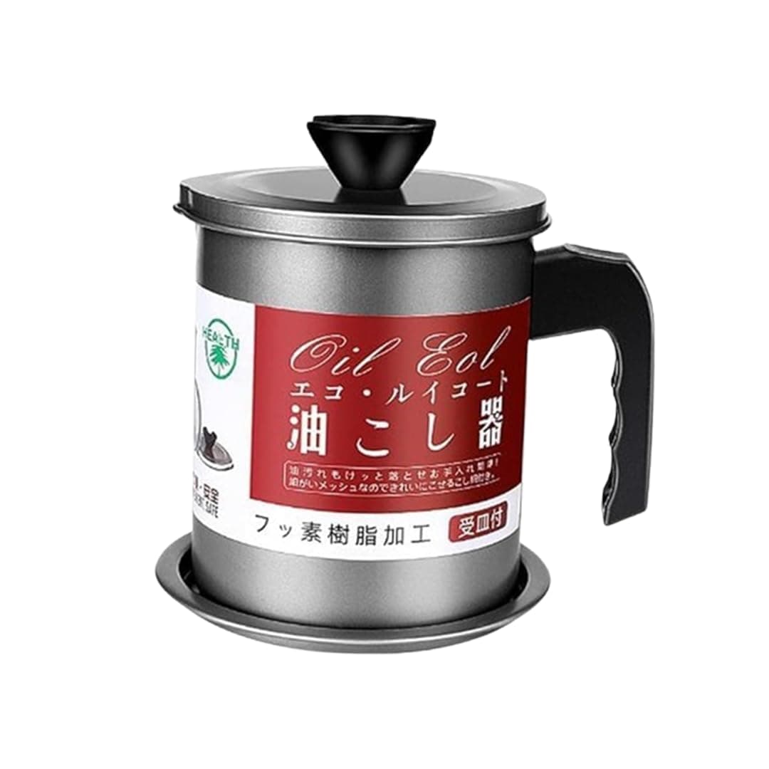 SHREESAMP Stainless Steel Kitchen Oil Filter Tank LeakProof Frying Grease Container With Removable Filter AntiScalding Cooking Strainer and Storage Can