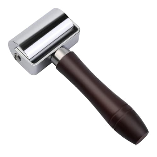 Mnuizu 60 mm Leather Press Edge Roller Wooden Handle Leather Rolling Craft Roller Seam Roller for Leather Leather Edge Creaser Leather Craft Laminating Tool for Leather Craft