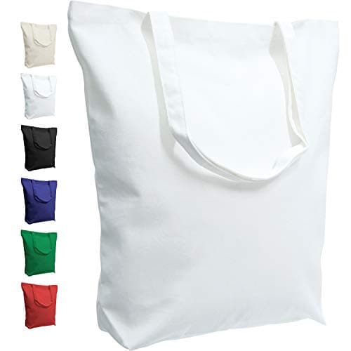 TOPDesign 2 | 6 | 12 Pack Super Strong Large 17.5"x16.5"x5" 10oz Cotton Canvas Tote, Reusable Grocery Shopping Bag, Blank White Bags for Crafts, DIY Your Creative Designs (Pack of 2)