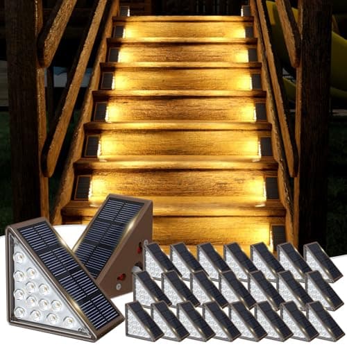 JOFIOS Solar Step Lights for Outside24pack Solar Stair Lights Outdoor Waterproof IP67Outdoor Deck Step LightSolar Outdoor Lights for StaircasePatioWarm Brown
