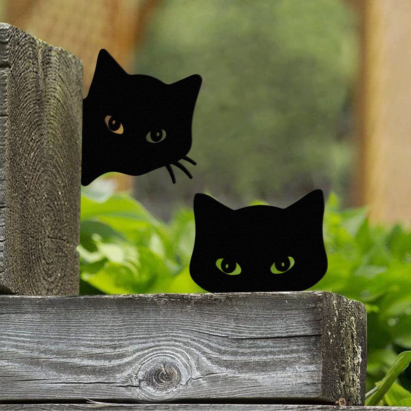 Qmetalart Black Cat Decorations Metal Garden Yard Art Decor Farmhouse Home Decor Outdoor Ornaments Dcor Courtyard Lawn Gift Ideal for Cat Lovers Animal Silhouette Set of 2