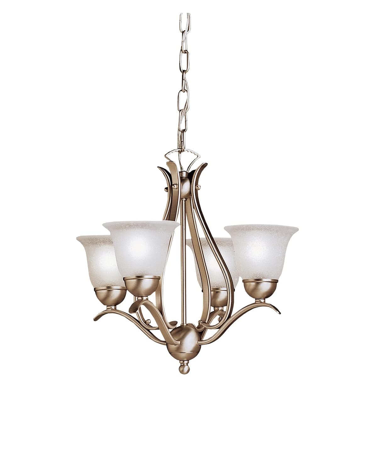 Kichler Dover 4-Light Mini Chandelier in Brushed Nickel with Satin Etched Seeded Glass, Traditional Lighting Fixture for Dining Room or Entryway, 2019NI