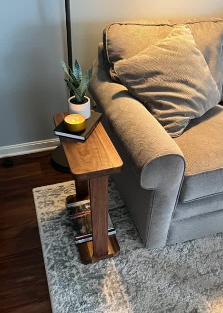 Umark Side Table with Lower Shelf for Home DecorLiving Room Single Sofa Table Natural Finish