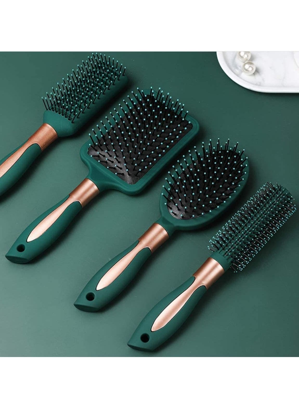 Hair Brush Set with Detangling Nylon Pins Massage Paddle Brush Cushion Hair Combs Hair Dryer Brush for Women 4pcs