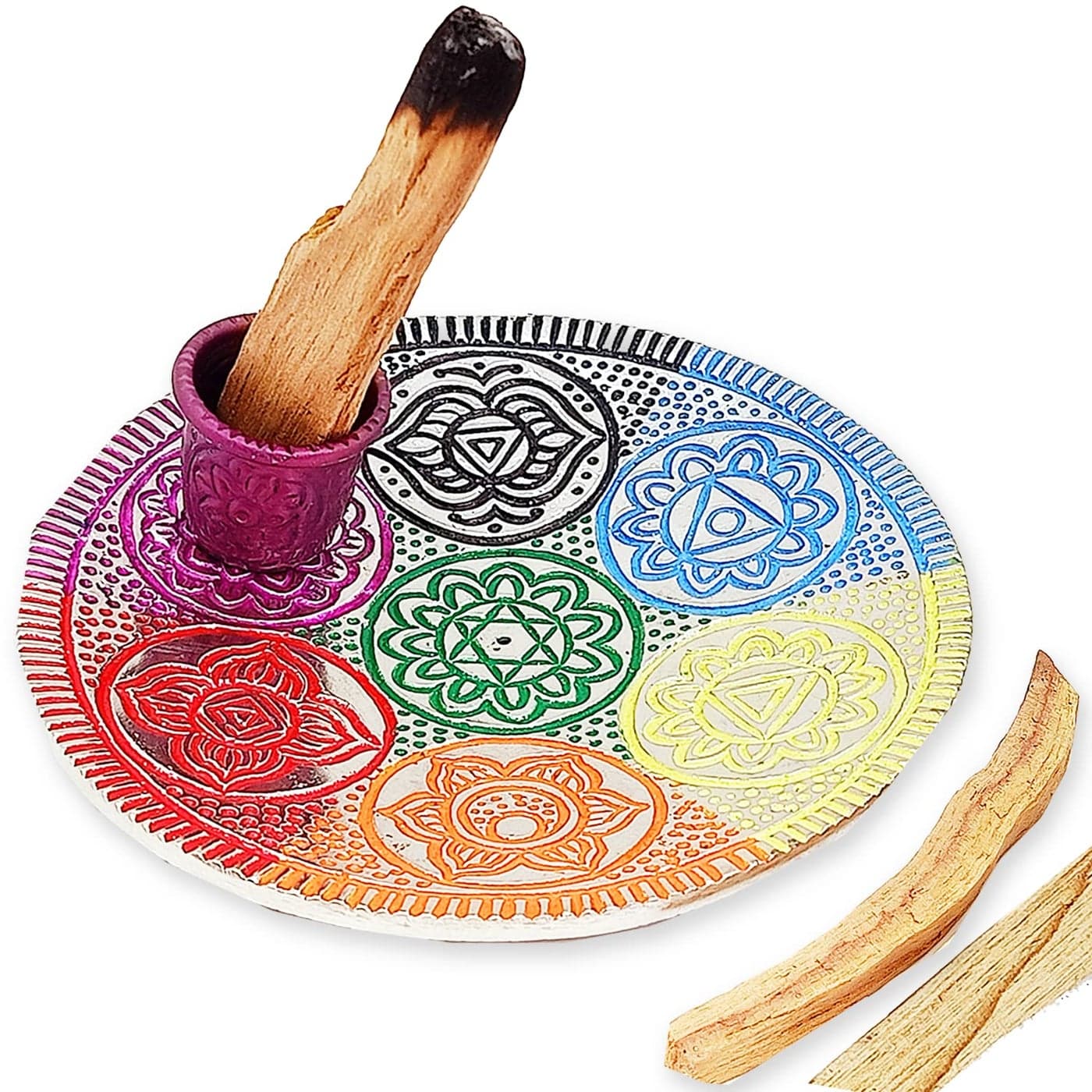 Chakra Palo Santo Holder Burner Handcrafted Metal Incense Holder Perfect Spiritual or Meditation Gift 45 inch