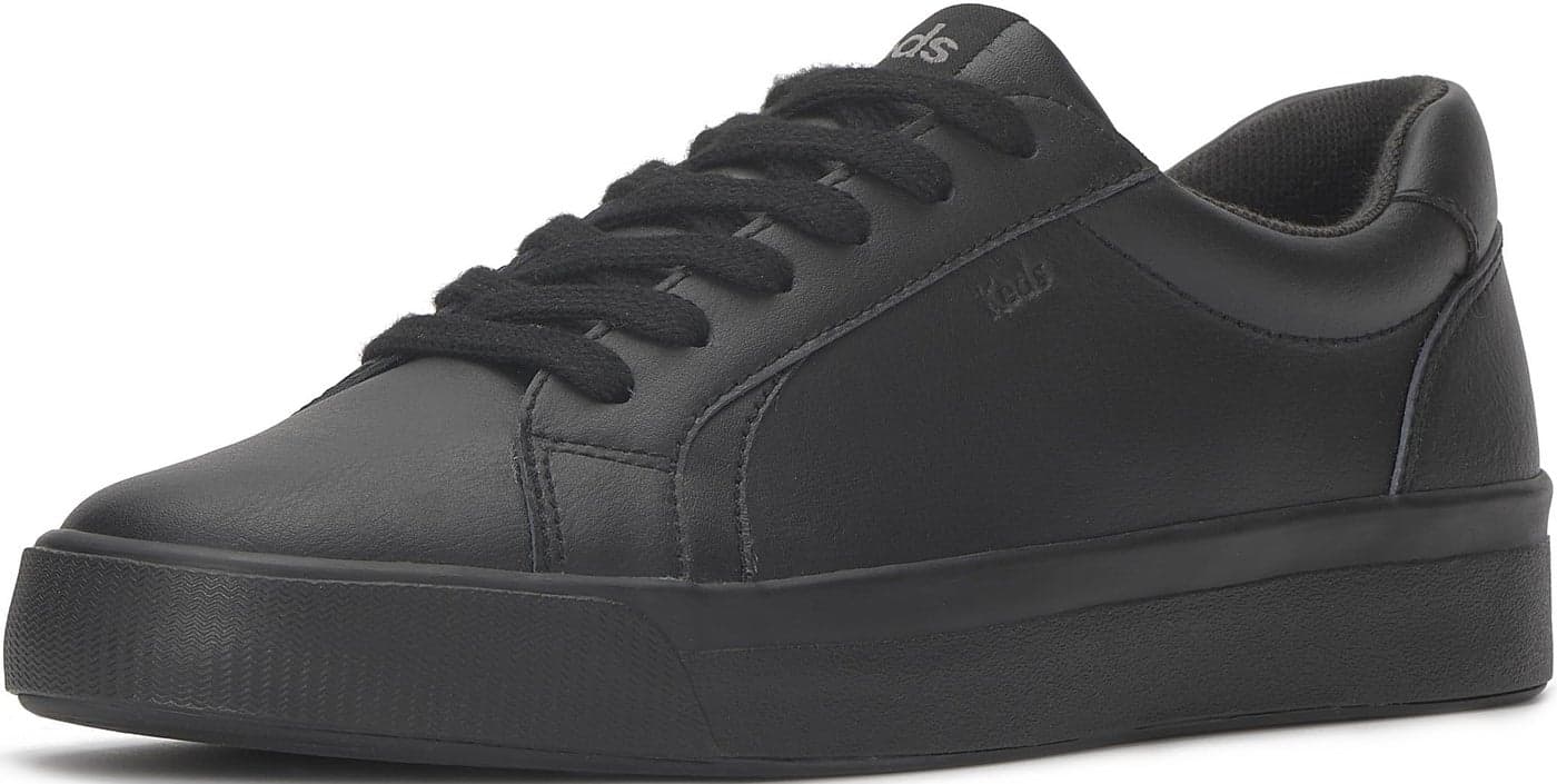 Keds Womens Pursuit Lace Up Fashion Sneaker BlackBlack Leather 85
