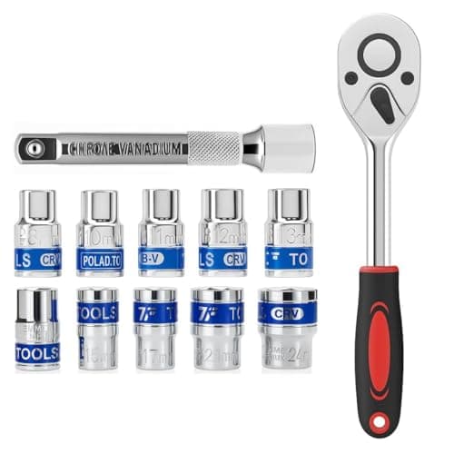 Inditrust New Car Repair Tool Set 12 in 1 Tool KIT Socket Set 1/2 Chrome Vanadium Combination Socket Wrench Set with Ratchet Spanner