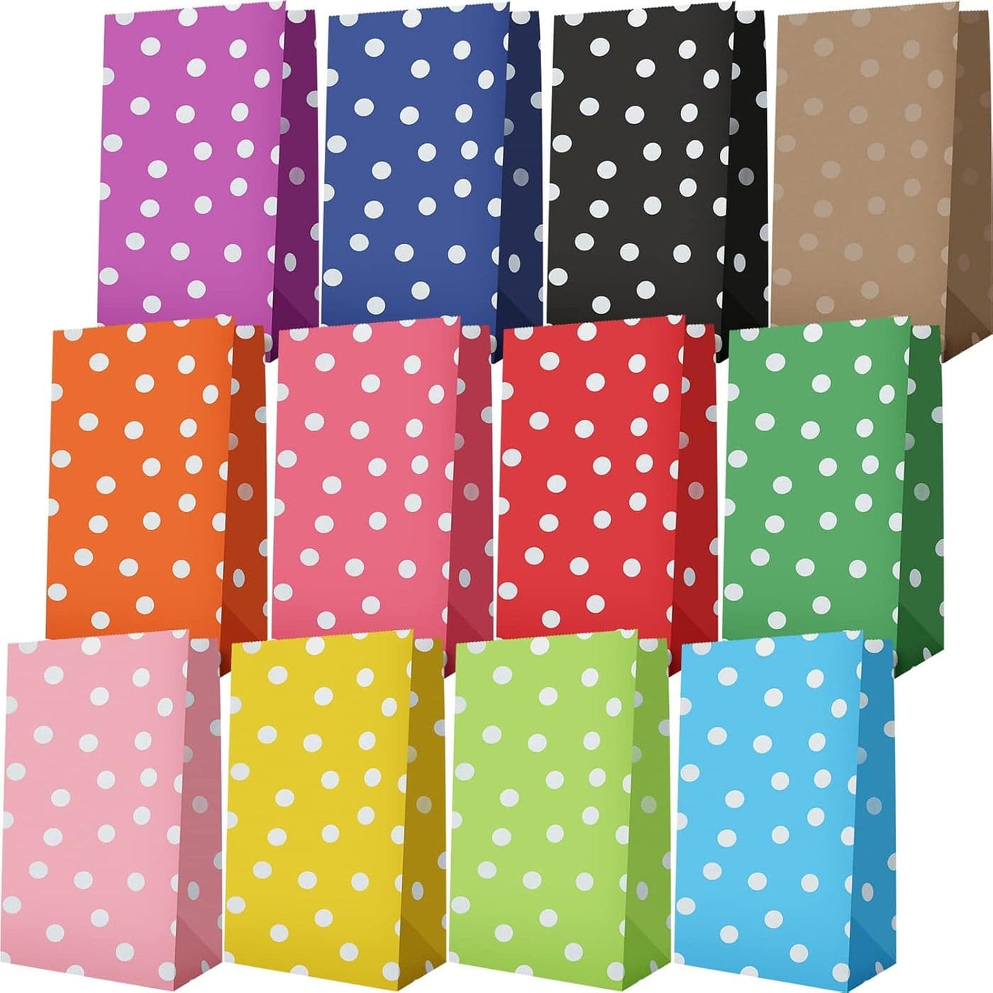 Zhehao 120 Pcs Party Favor Bags Goodie Bags Dot Party Bags Polka Dot Paper Bags 12 Colors Treat Bags Paper Goody Bags Small Gift Bags for Kids Birthday Wedding Supplies 51 x 31 x 94 Inch Colorful