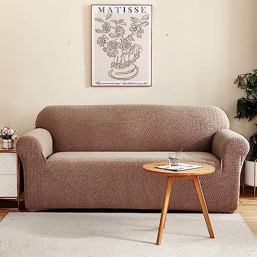 House of Quirk Universal Double Seater Polar Fleece 220 GSM Fabric Sofa Cover Flexible Stretch Sofa Slipcover (Khaki, Double Seater)