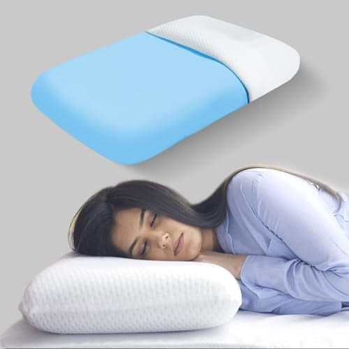 Sleepsia Orthopedic Cooling Gel Memory Foam Pillow | 1 Year Warranty | Cervical Pillows for Spondylitis Neck and Shoulder Pain Relief Support Bed Sleeping (Medium,White)