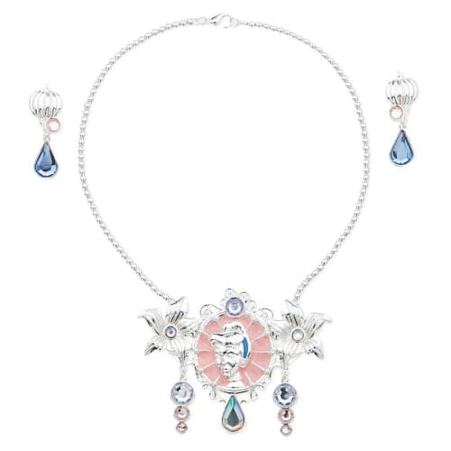 DISNEY STORE Official Cinderella Costume Jewelry Set for Kids Princess Costume Accessories for Girls Features Disney Necklace Earrings Perfect for Halloween Costumes or a Princess Party