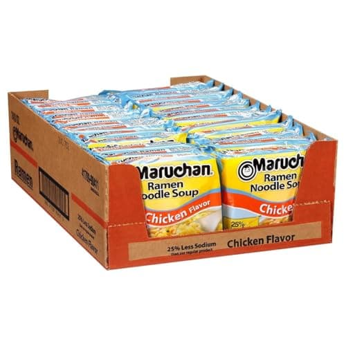 Maruchan Ramen Noodle Soup Less Sodium Chicken Flavor JapaneseStyle Instant Noodles Quick Easy Meal for Kids Students Busy Families 3 Oz 24 Pack