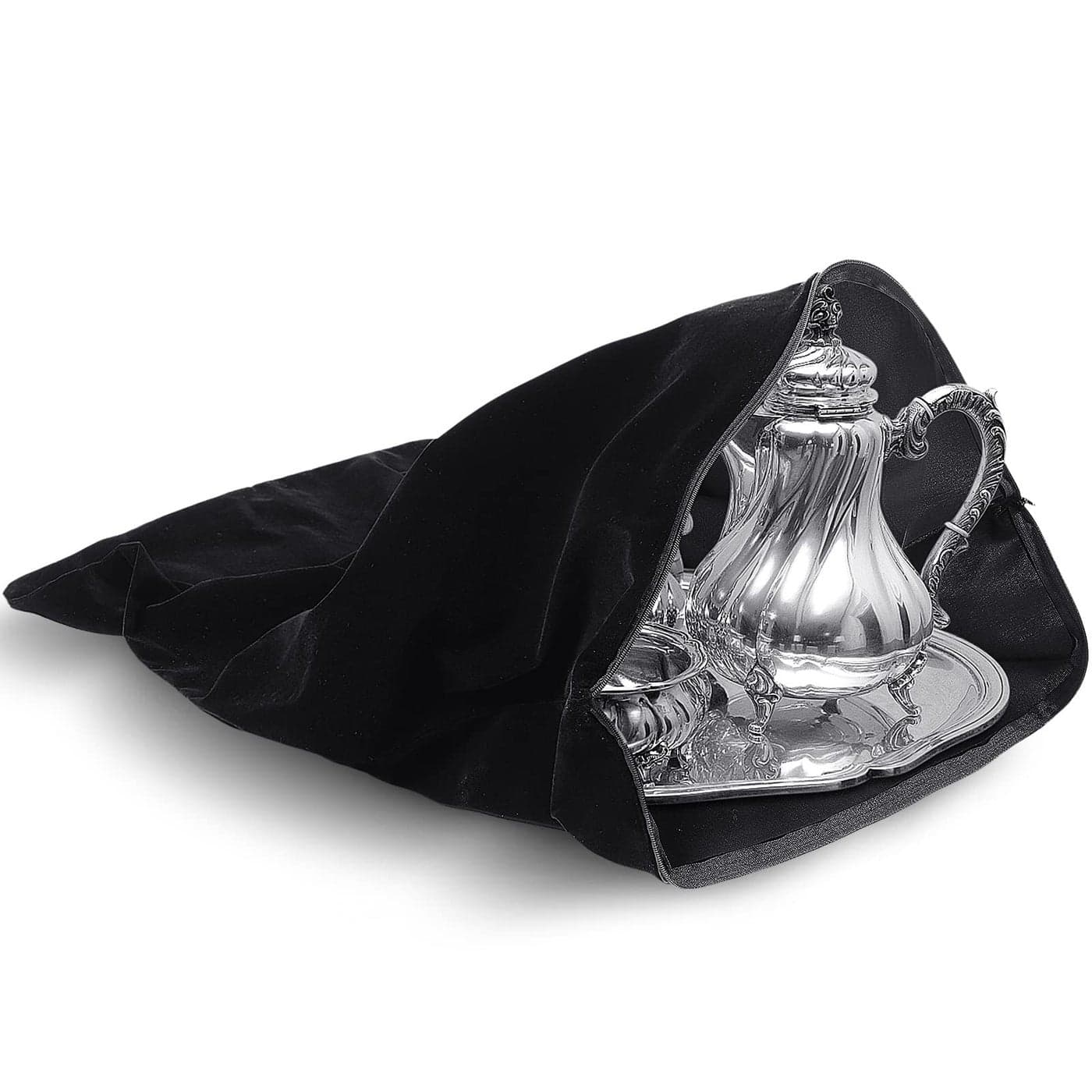 LEIFIDE Silver Storage Bags Oversized 24 x 30 Zipper Anti Tarnish Cloth Bag for Silver Storage Tray Jewelry Flatware Vase Polishing Cloth for Tarnish CleaningBlack