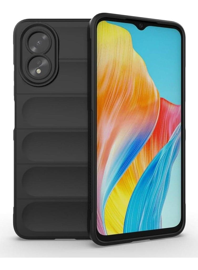 OPPO A38 4G/OPPO A18 4G Case Cover, Heavy Duty 3D Striped Pattern Sensory Soft Silicone Full Portection Shockproof Phone Case For OPPO A38 4G/OPPO A18 4G Black