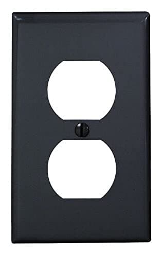 Leviton 1-Gang Duplex Device Receptacle Wallplate, Standard Size, Thermoplastic Nylon, Device Mount, 80703-E, Black