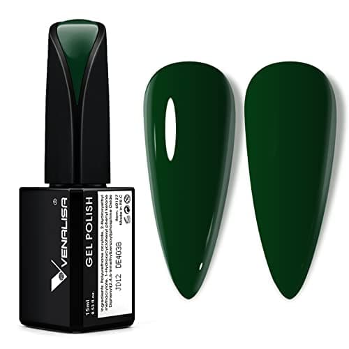 VENALISA 15ml Emerald Green Gel Nail Polish Dark Green Lime Color Soak Off UV LED Nail Gel Polish Nail Art Starter Manicure Salon DIY at Home 053 OZ
