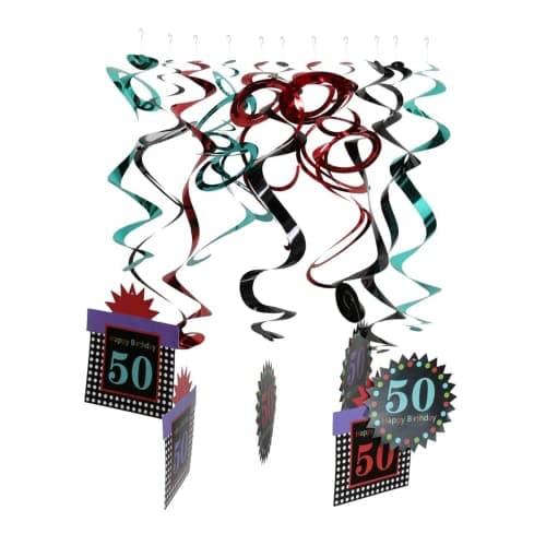 Wanna Party 50Th Birthday Swirl Decoration (Pack of 12),Multicolor