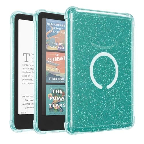 iDLEHANDS Magnetic Clear Case for 7" Kindle Paperwhite 12th Gen 2024 and Kindle Colorsoft - with AirBag Compatible with iPhone MagSafe, for Samsung/Belkin/Anker Wireless Charging Pads, Glitter White