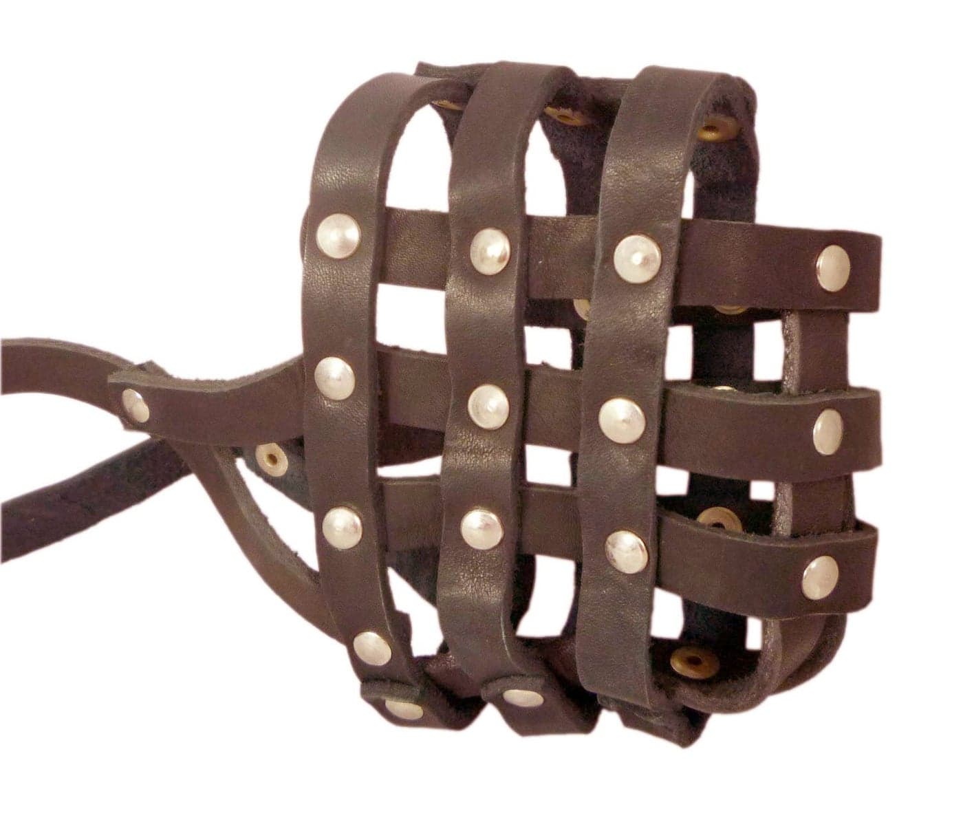Real Leather Dog Basket Muzzle #107 Brown - Pit Bull, Amstaff (Circumference 12", Snout Length 3.5")