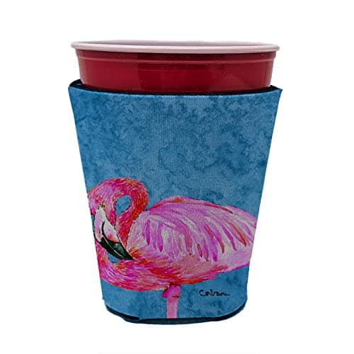 Caroline's Treasures 8686RSC Flamingo Red Cup Hugger Cup Cooler Sleeve Hugger Machine Washable Drink Sleeve Hugger Collapsible Insulator Beverage Insulated Holder