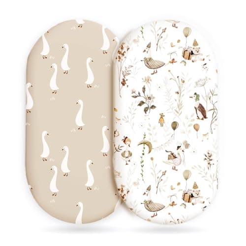 Stretchy Ultra Soft Fitted Bassinet Sheets 2 Pack, Universal Fitted for Baby Cradle Moses Basket Oval Rectangle Mattress Safe and Snug, Stylish Bassinet Sheet for Baby Boy and Girl
