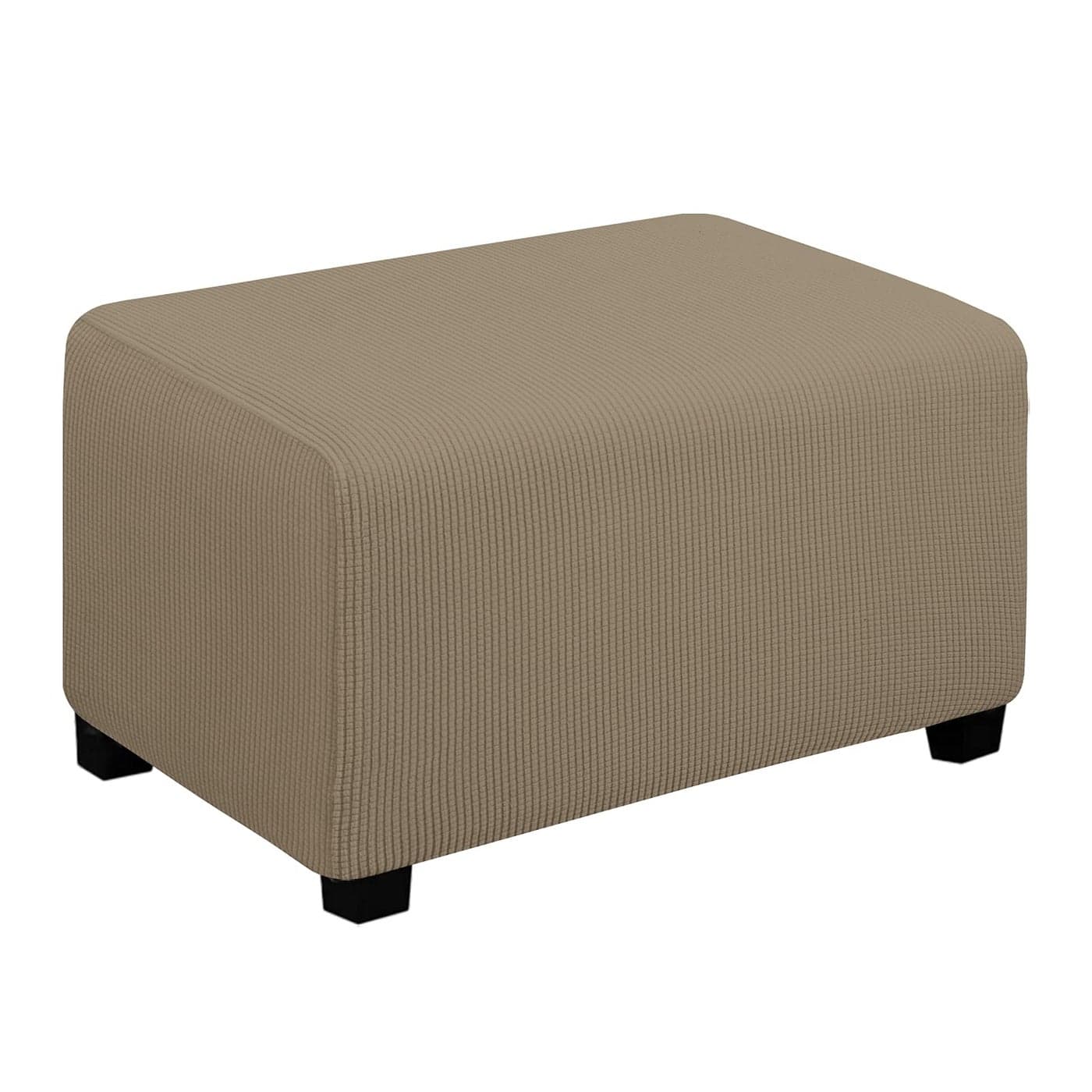 EasyGoing Stretch Ottoman Cover Folding Storage Stool Furniture Protector Soft Rectangle slipcover with Elastic BottomOttoman SmallNatural
