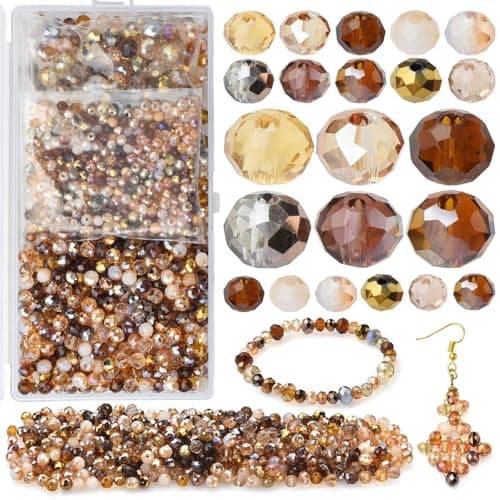 KINGSHINE Faceted Rondelle Glass Beads for Jewelry Making AB Color 1000pcs Crystal Spacer Beads,Assorted Jewelry Beads for Bracelets Necklaces Accessories