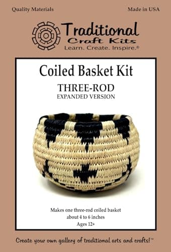 Traditional Craft Kits Coiled Basket Weaving Kit (Three-Rod, Expanded Version) - Weave Kit for Kids and Adults Complete with Basket Weaving Supplies and Instructional Booklets