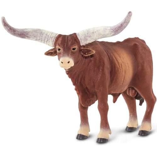 Safari Ltd Watusi Bull Figurine Detailed 6 Plastic Cow Figure Educational Farm Animal Toy for Boys Girls and Kids Ages 3