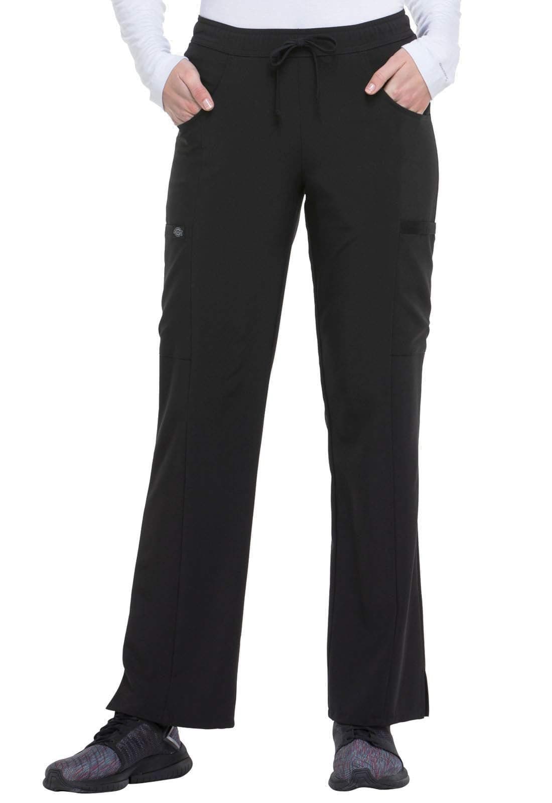 EDS Essentials Scrubs for Women, Drawstring Cargo Scrub Pants DK010P, XXS Petite, Black