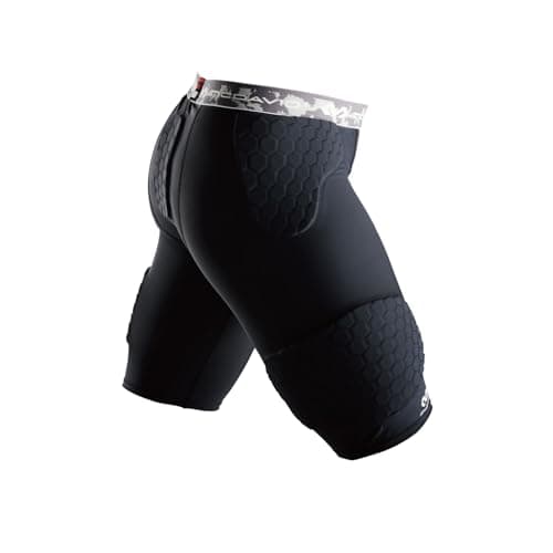 McDavid Compression Football Padded Shorts w HEX Pads Mens Compression Shorts Hip Tailbone Thigh Padding Girdle Football Lacrosse Hockey Basketball Black 3XLarge
