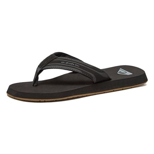 Quiksilver Men's Monkey Wrench 3 Point Sandal, Black/Black/Brown, 14 M US