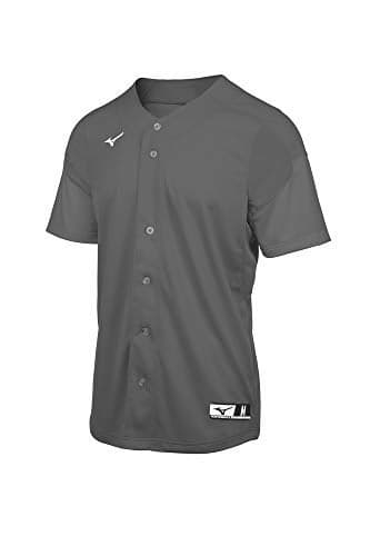 Mizuno Aerolite Full Button Baseball Jersey, Charcoal, XX-Large