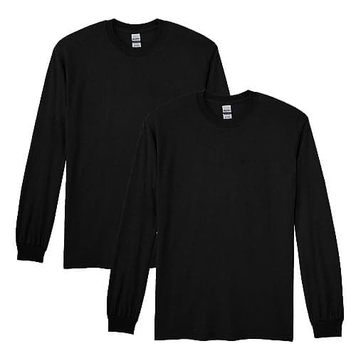 Gildan Men's DryBlend Long Sleeve T-Shirt, Style G8400, 2-Pack, Black, 3X-Large