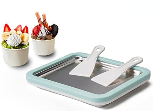 JoyMech Ice Cream Roll Maker Rolled Ice Cream Machine, Sweet Spot Pan, Instant Cold Plate, Ideal for Making Rolled Ice Cream Soft Serve Slushies Frozen Yogurt Sorbet and Gelatod (Aquamarine)