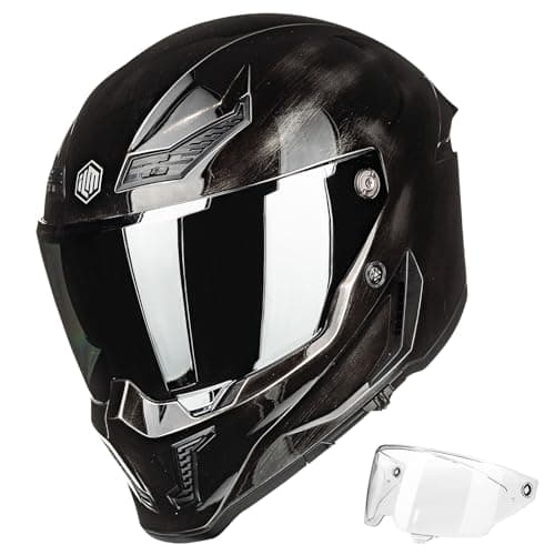 ILM Motorcycle Helmets for Adult Men Women Full Face DOT ECE Powersports Dual Visor Street Racing Helmet with Pinlock Cascos para Motos Model MF509 (War Damaged Gray, M)