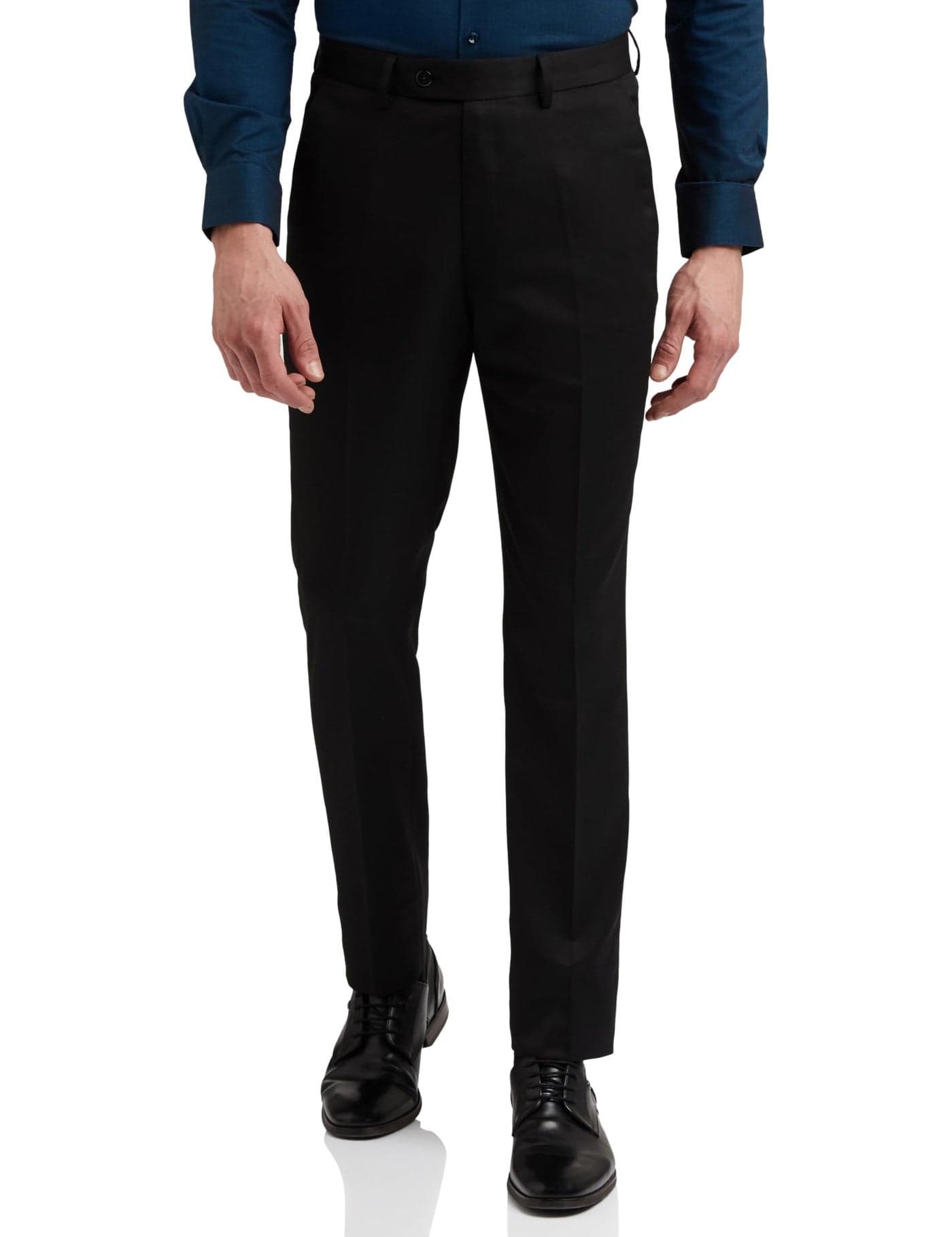 Peter England Men Low Rise Slim Fit Work Utility Pants (PETFOSLBR35628_Dark Blue_36)