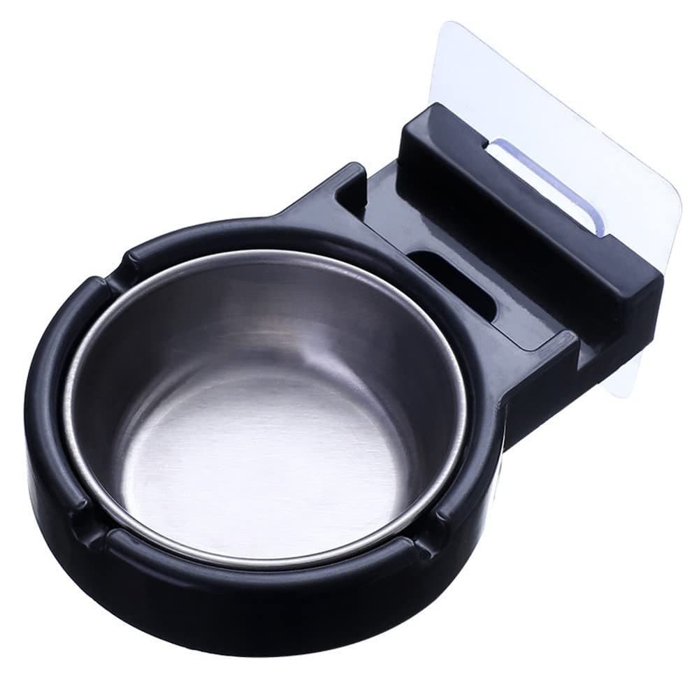 Leeonz Ashtray Wall Mounted Bathroom Ash Tray Stainless Steel Ash Holder Windproof Ash Holder for Home Living Room Toilet (Black)