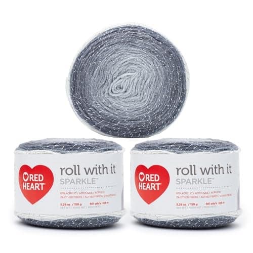 Red Heart Roll with It Sparkle Diamonds Yarn 3 Pack of 150g53oz Acrylic Blend 4 Medium Worsted 561 Yards KnittingCrochet